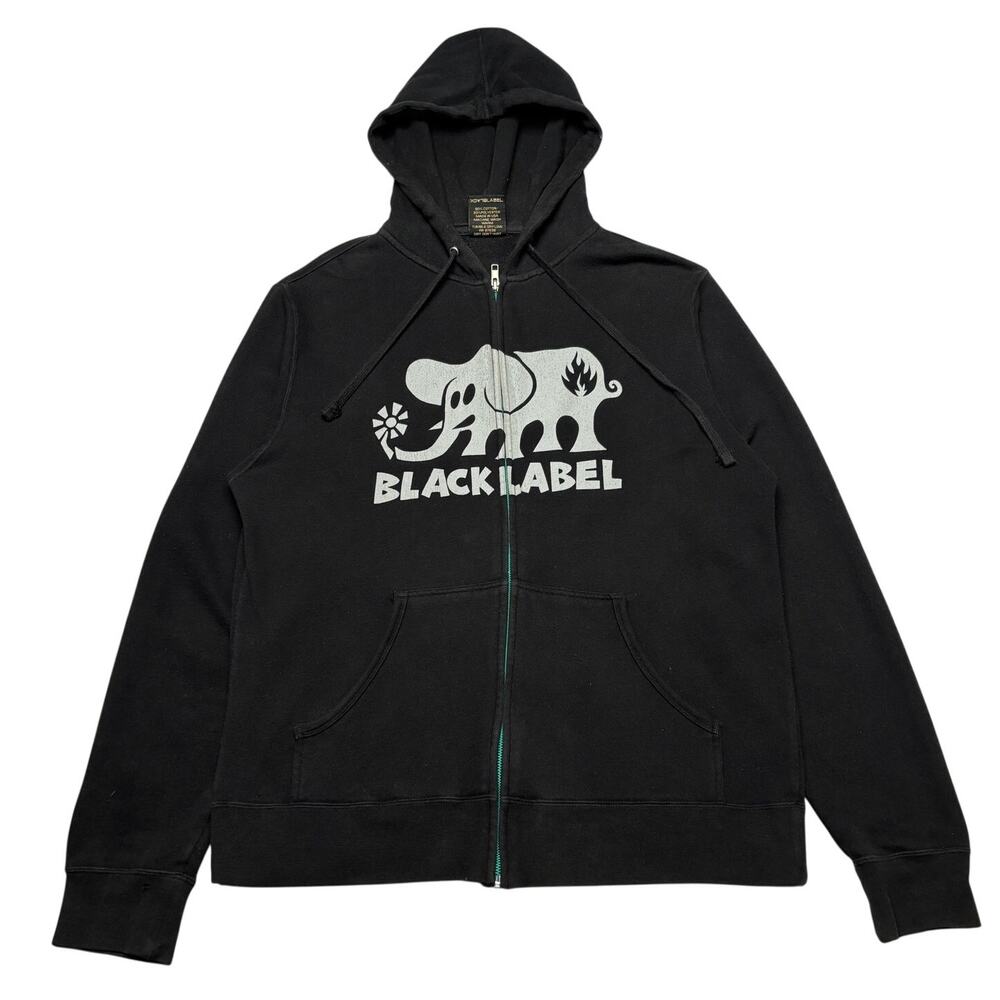 Vintage Black Label Full Zip Hoodie Elephant Men's Medium y2k Skateboards